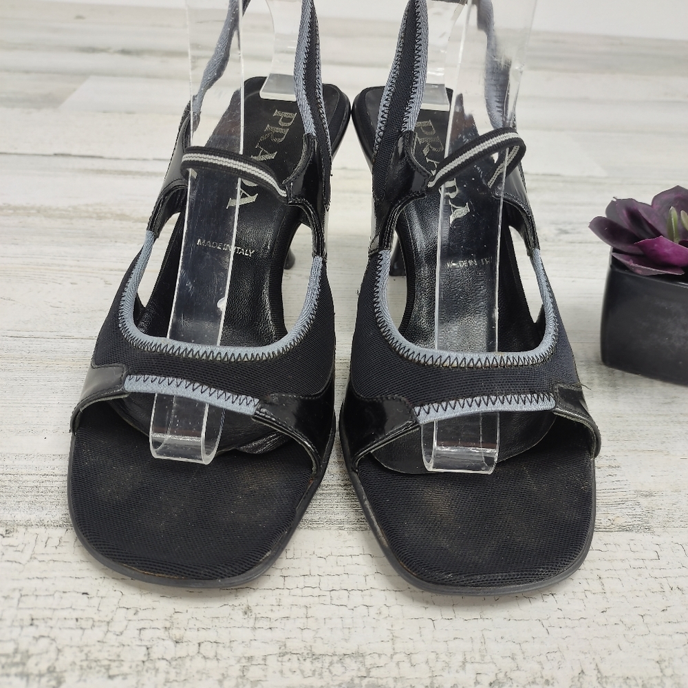 Prada Black Leather 90s Square Toe Heels - Picture 4 of 10